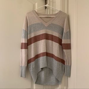 loft v-neck striped tunic sweater